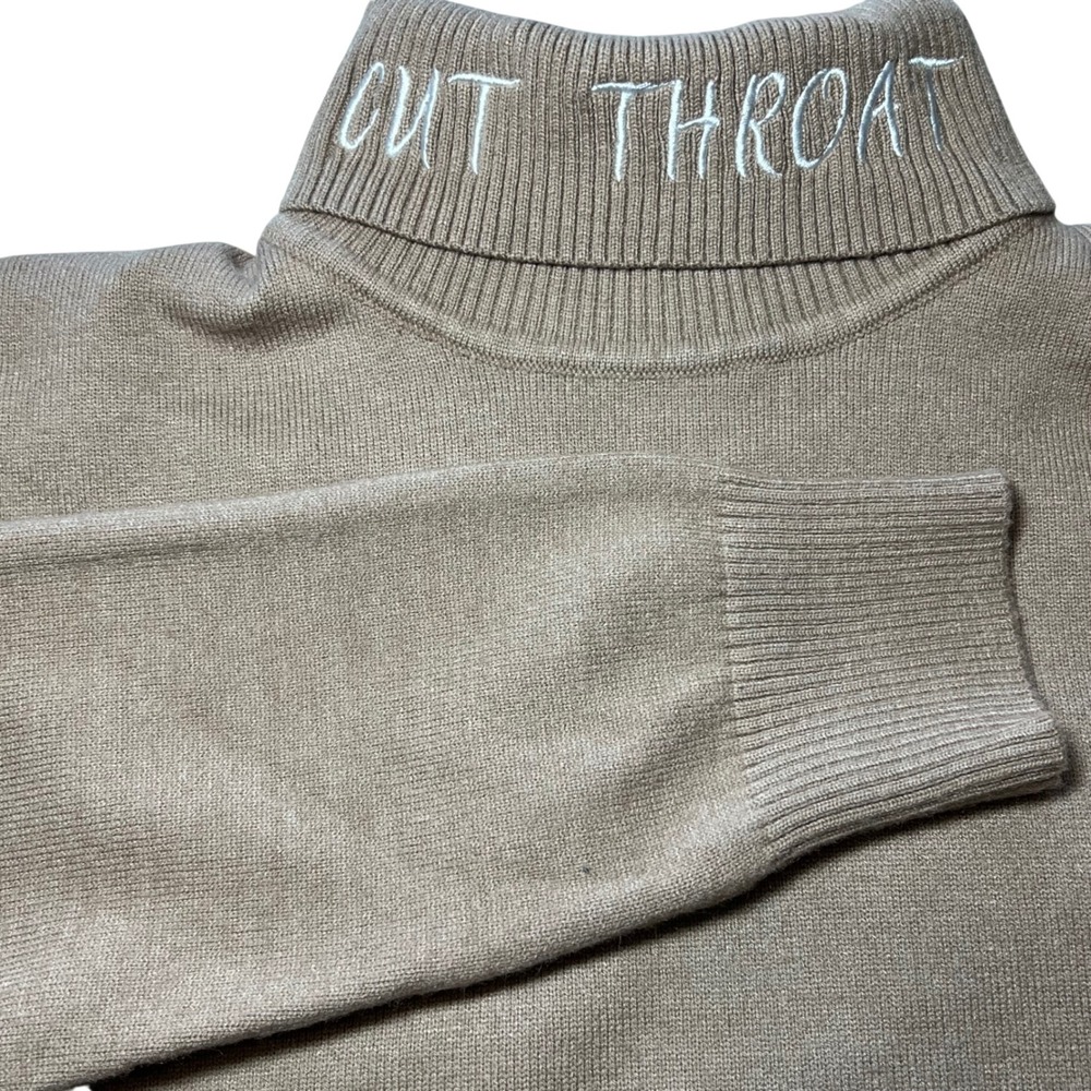 The Hideout Clothing Cut Throat Turtleneck Sweater Tan Beige Small Limited 300